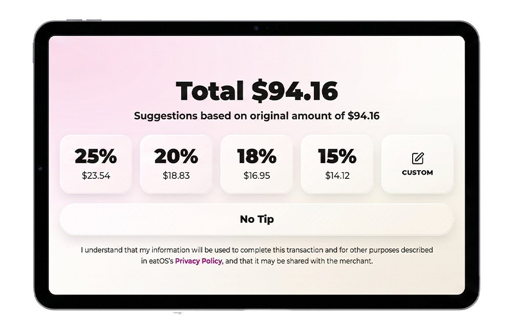 Tip selection screen