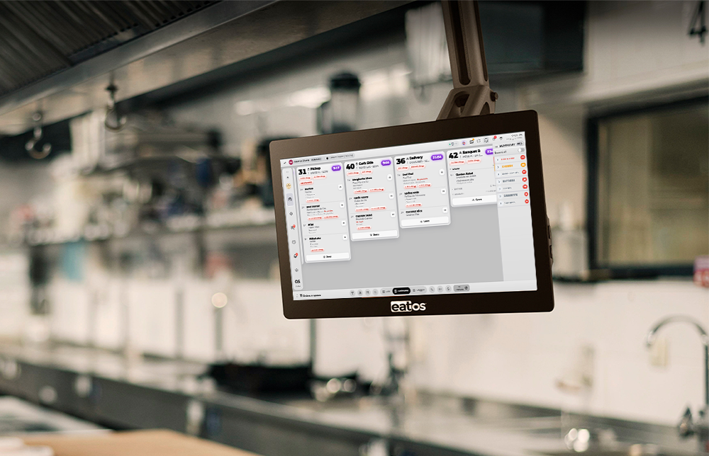 Kitchen display showing live tickets